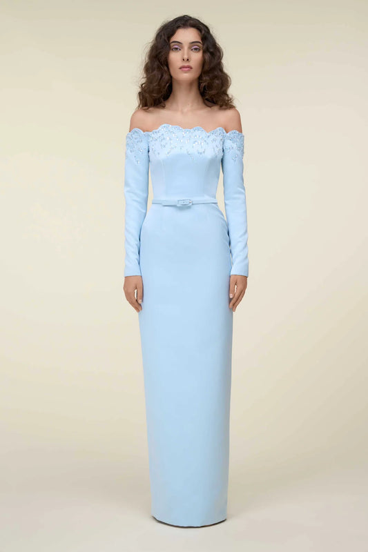 Off-Shoulder Embroidered Dress