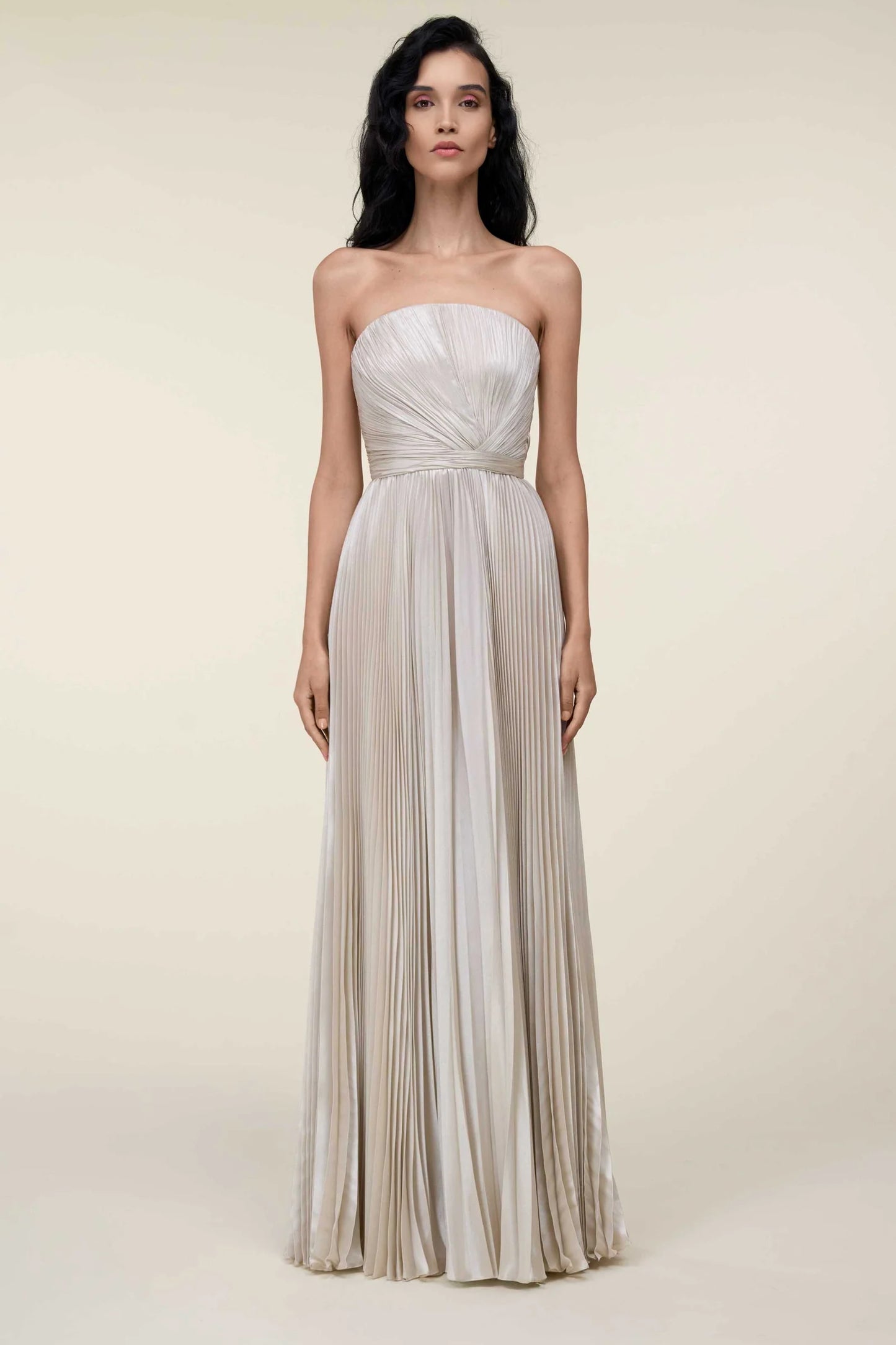 Strapless Pleated Gown