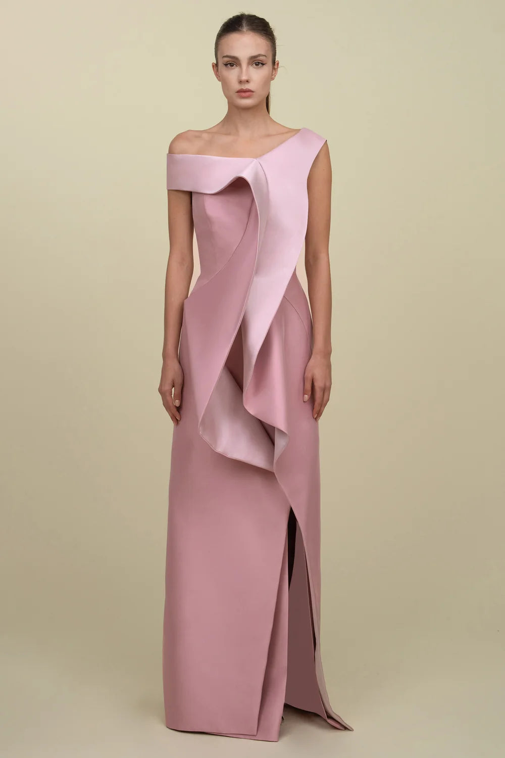 Off-Shoulder Draped Panel Gown