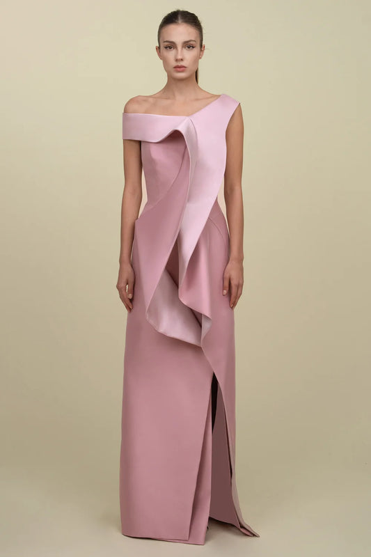 Off-Shoulder Draped Panel Gown