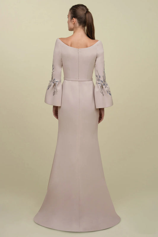 Structured Bell Sleeve Mermaid Gown