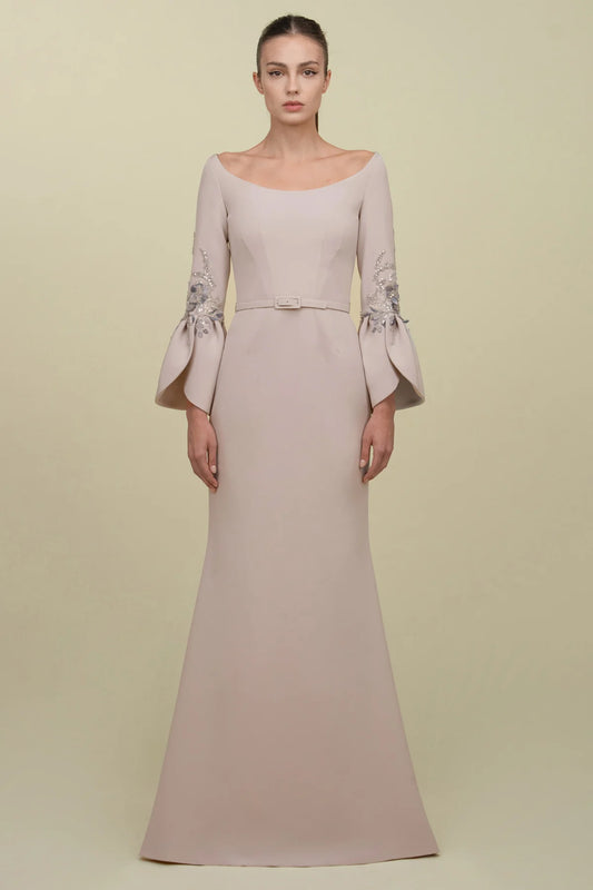 Structured Bell Sleeve Mermaid Gown