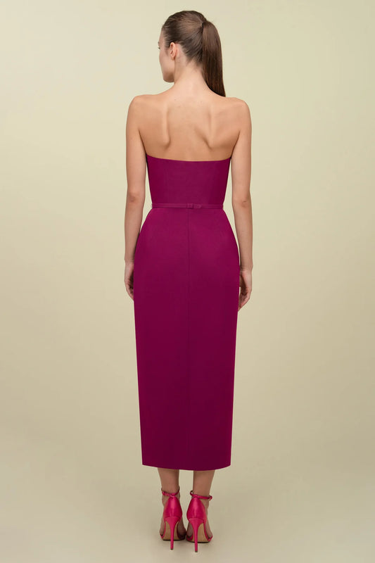 Strapless Overlap Midi Dress