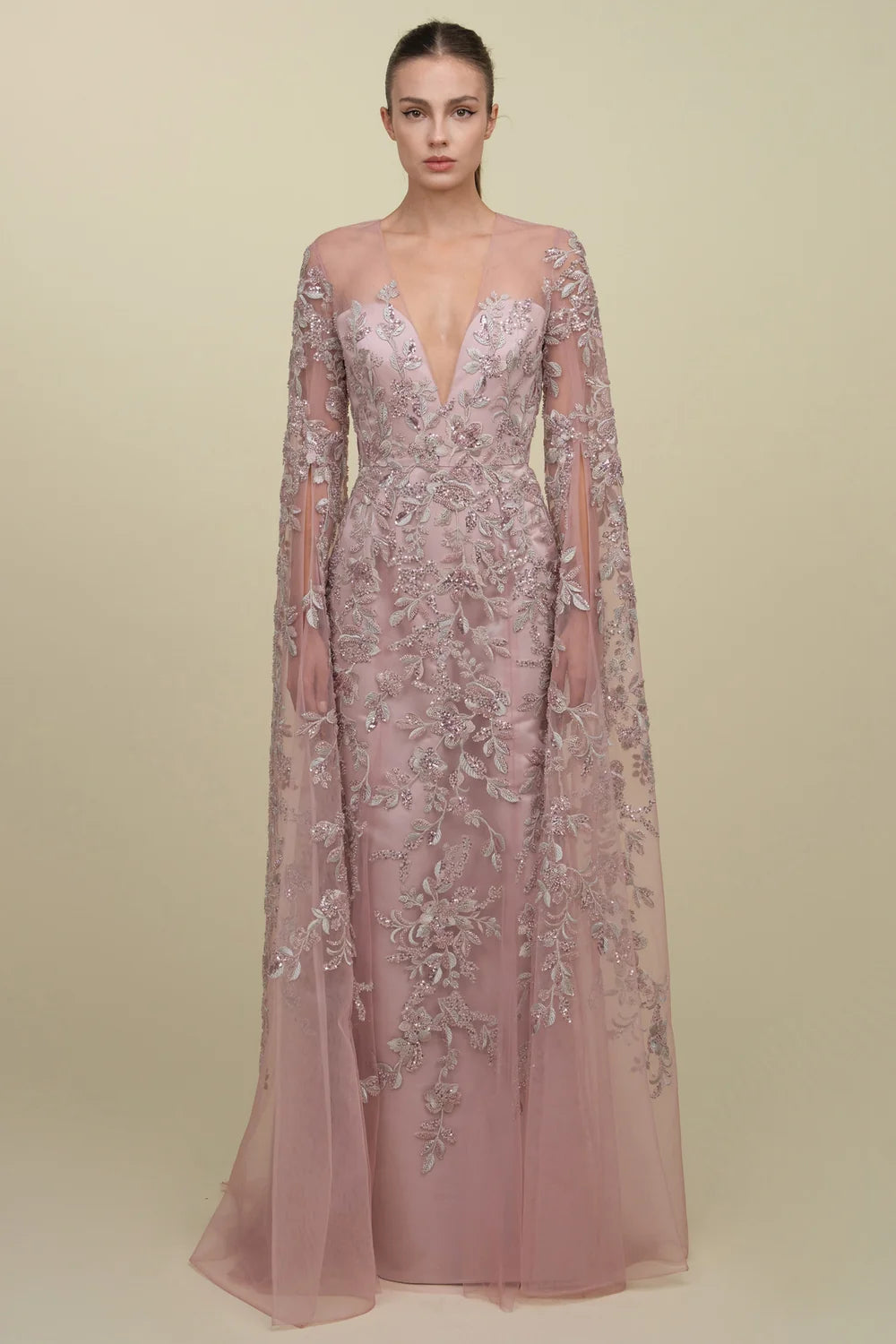 Fully Embroidered Mermaid Gown
