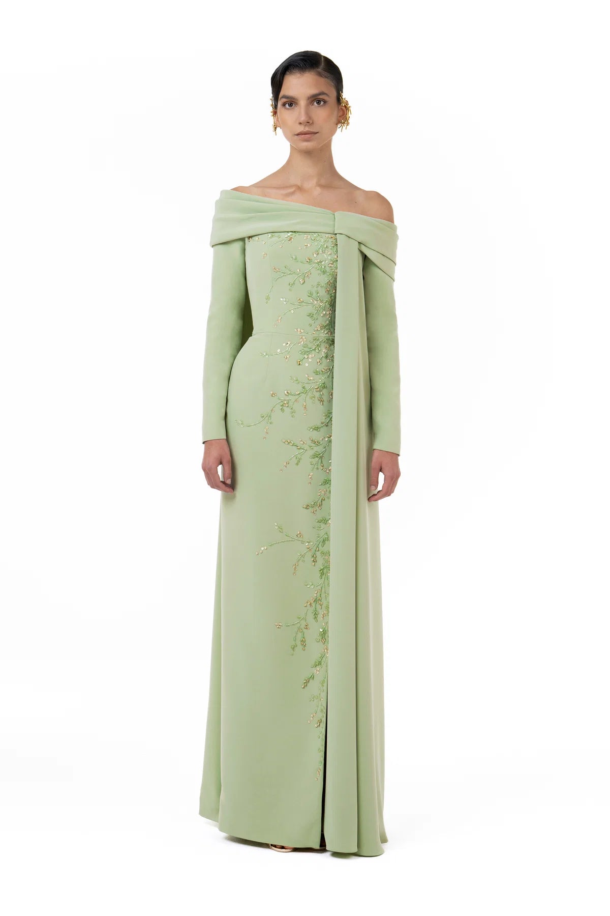 Draped Beaded Gown