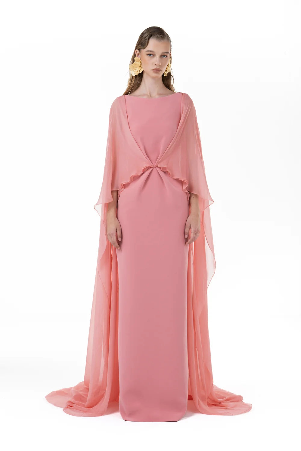 Tubino Gown with Chiffon Cape