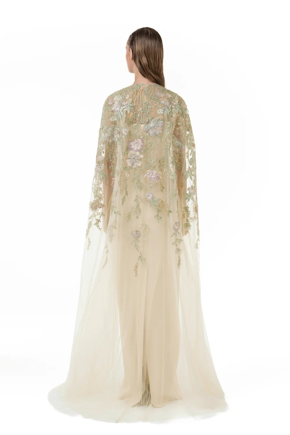 Tubino Gown with Tulle Cape