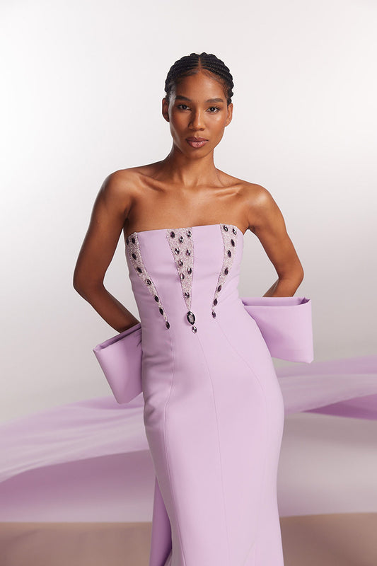 Jeweled Back-Bow Gown
