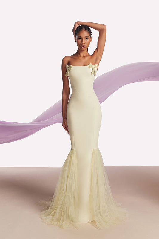 Beaded Bow Mermaid Gown