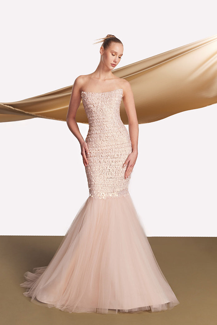 Strapless Tulle Mermaid Gown