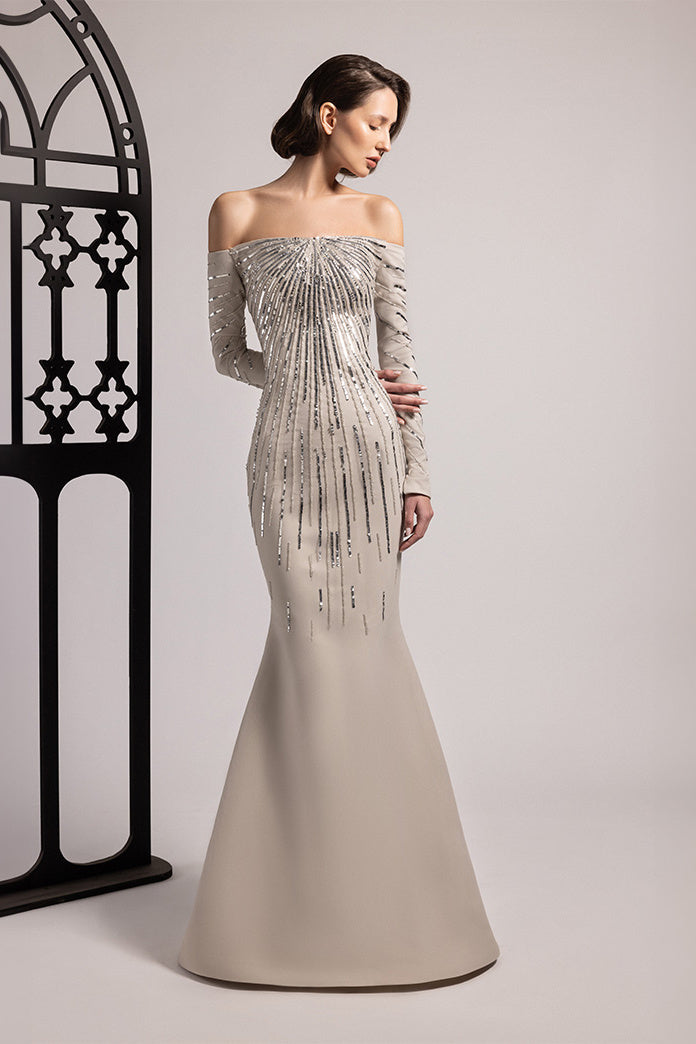 Off-Shoulder Starburst Mermaid Gown