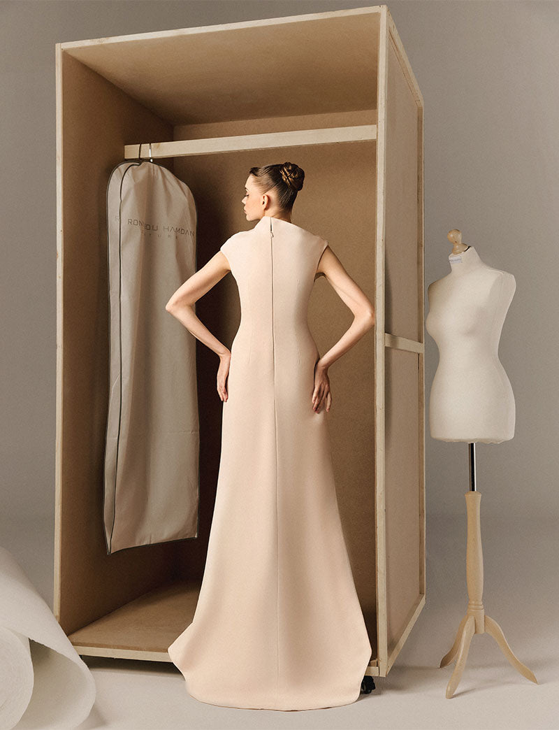High Neck Draped Gown