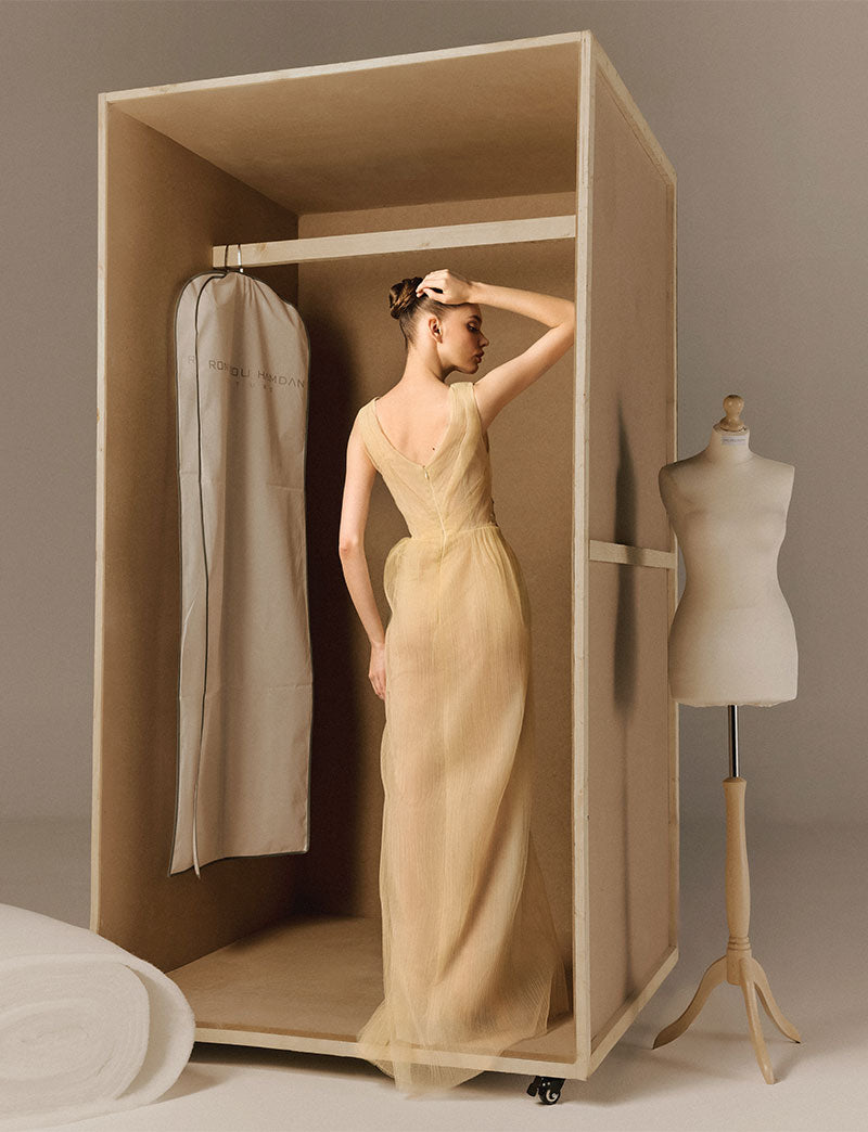 V-Neck Draped Gown