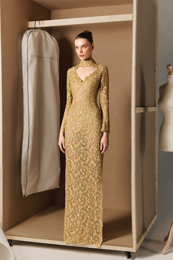 Long Sleeve Lace Gown