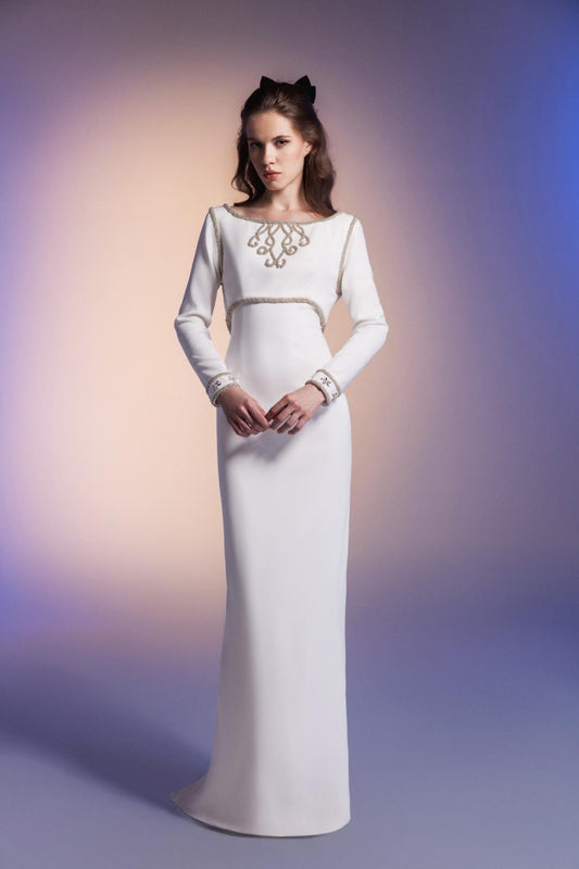 Long Sleeve Embroidered Gown