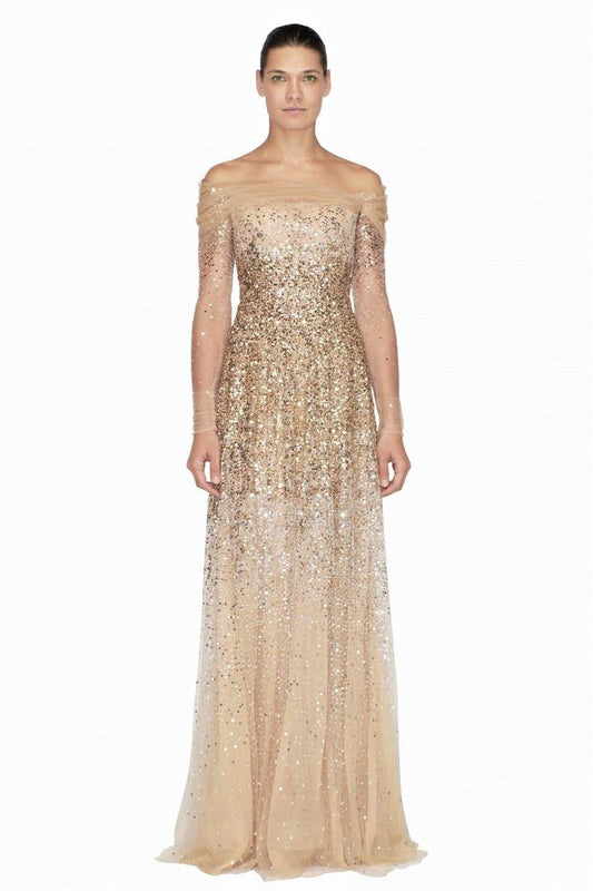 Off the Shoulder Beaded Gown