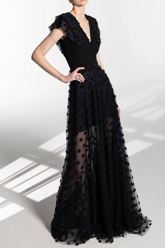 Polka Dot Beaded Gown