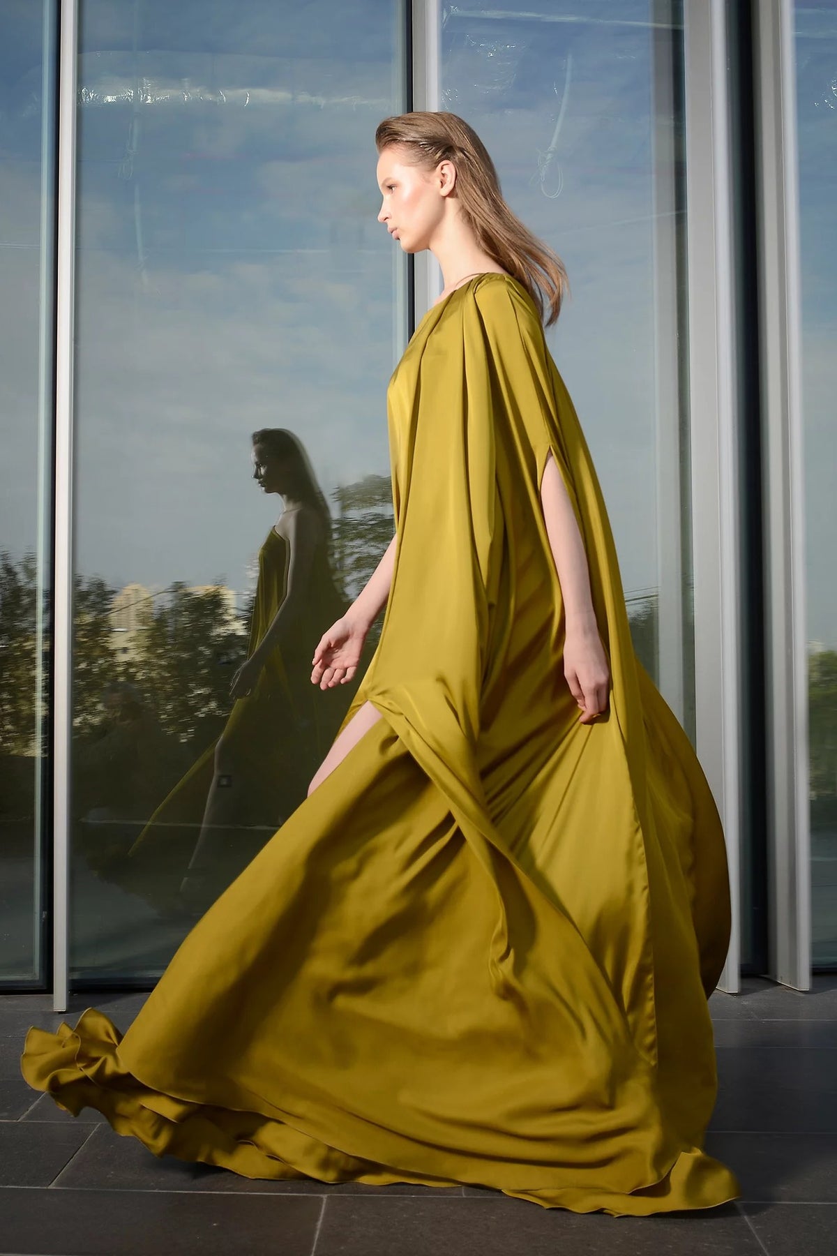 One-Shoulder Crepe Gown