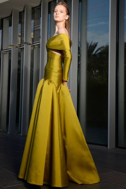 Off-The-Shoulder Satin Gown