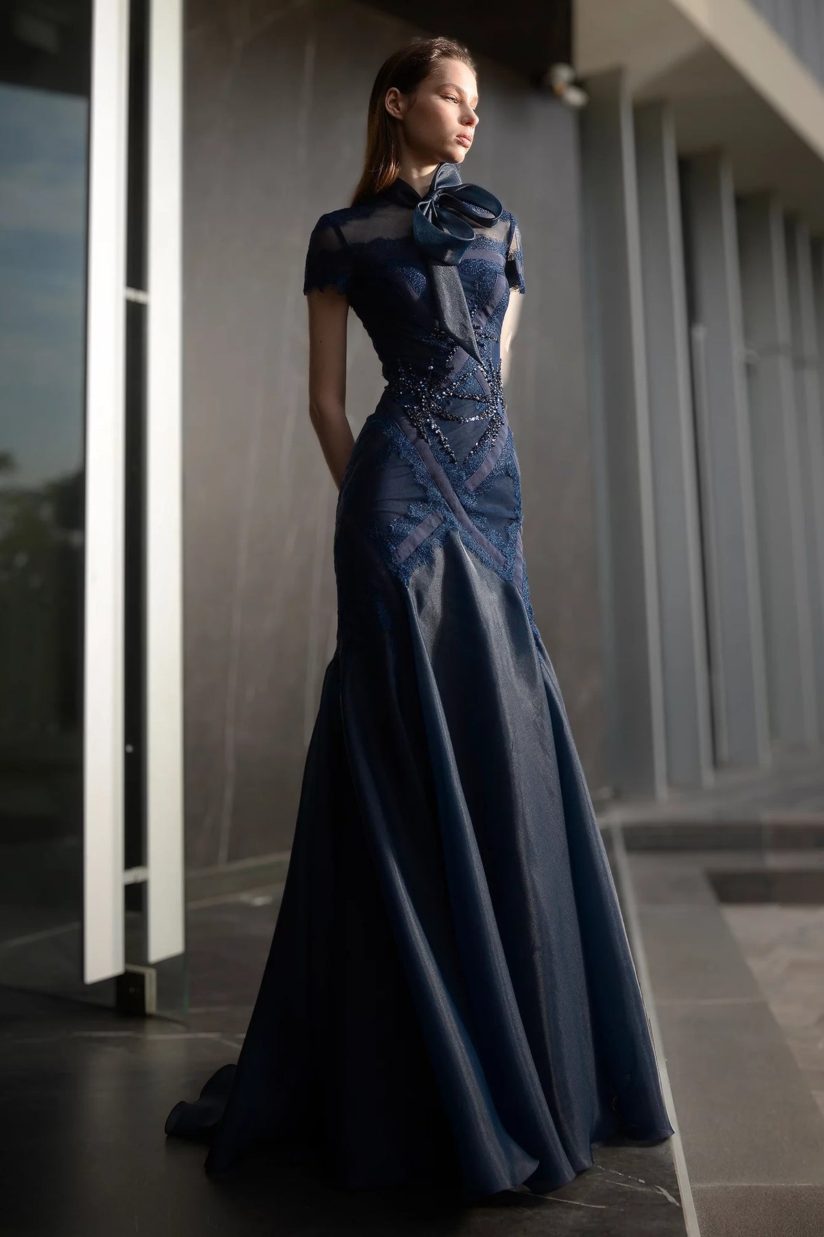Short Sleeve Mermaid Gown