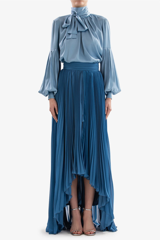 Satin Blouse with Skirt
