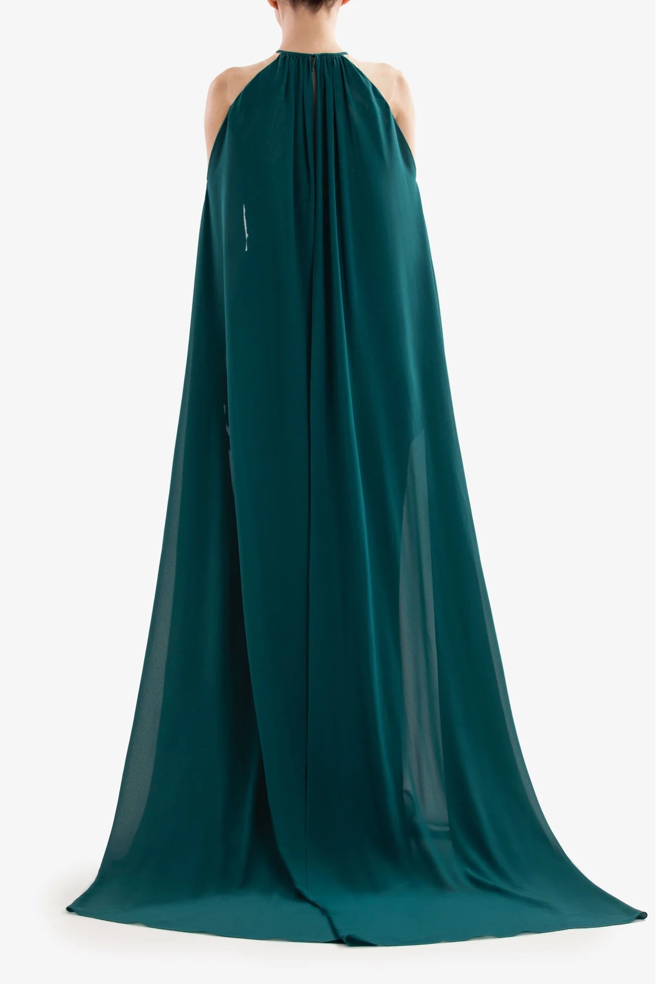 Pleated Gown with Cape