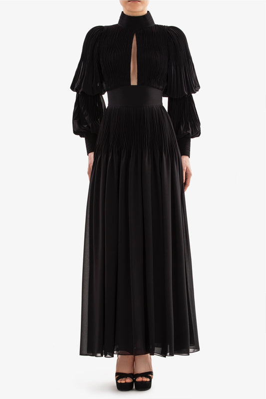 Pleated Crepe Dress
