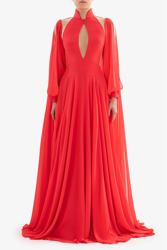 Crepe Georgette Sleeved Gown