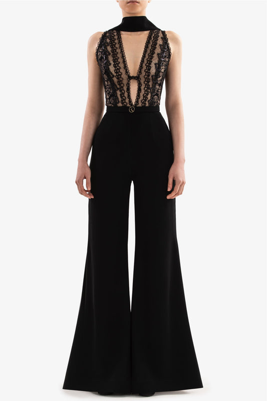 Lace and Crepe Jumpsuit