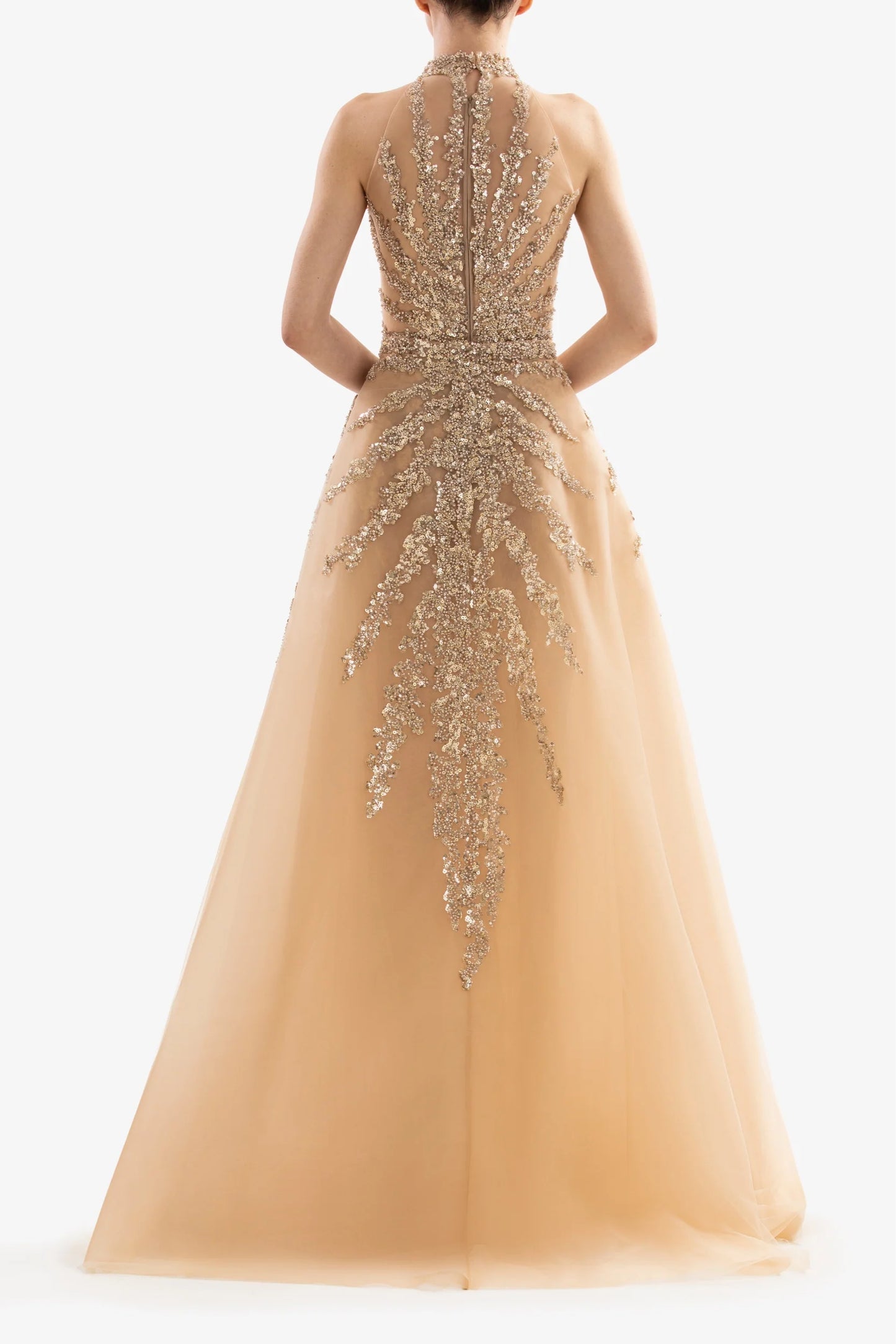 Beaded Gown with Overskirt