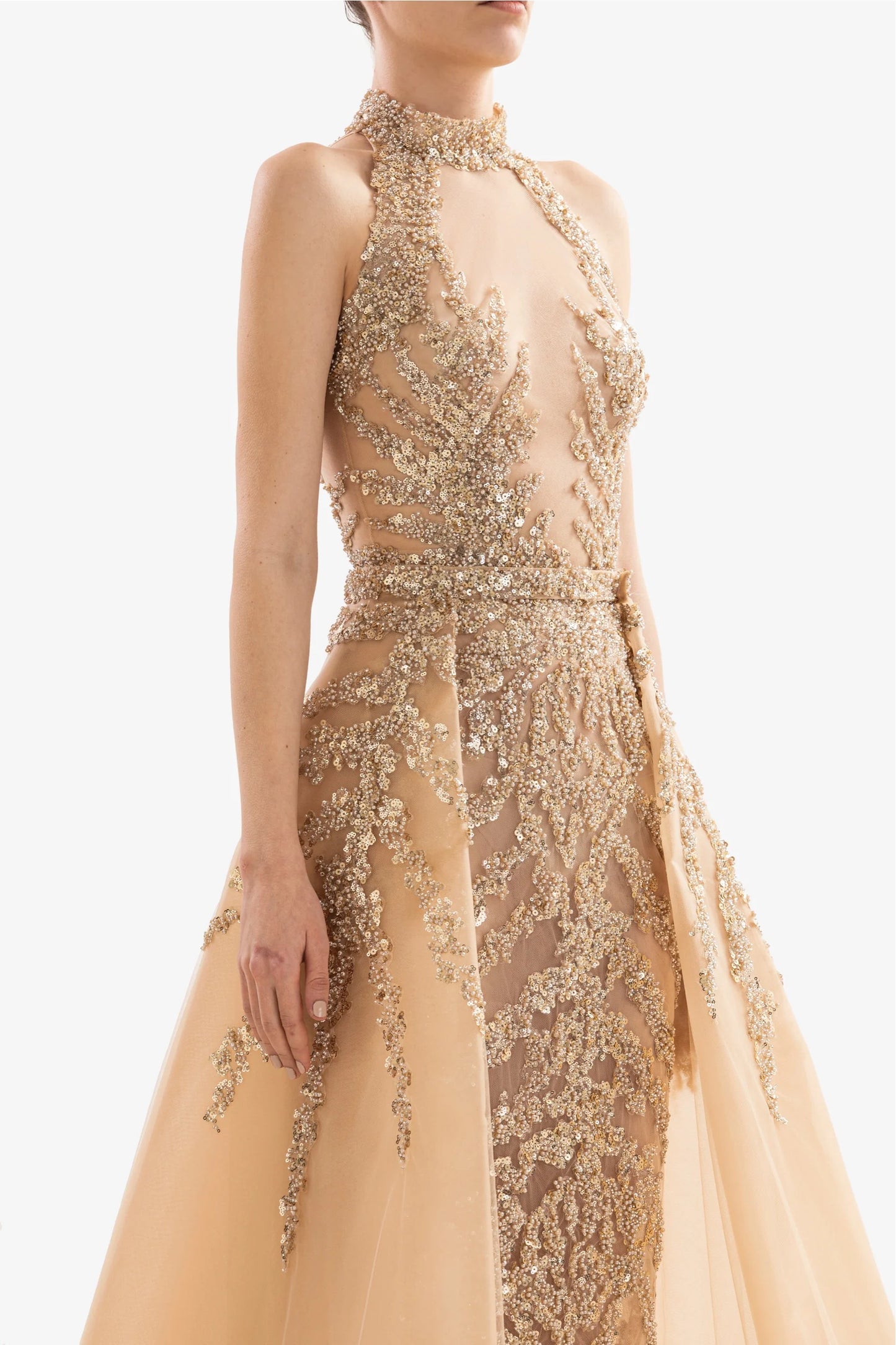 Beaded Gown with Overskirt