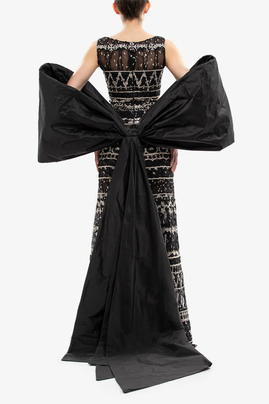 Embroidered Long Dress with Cape
