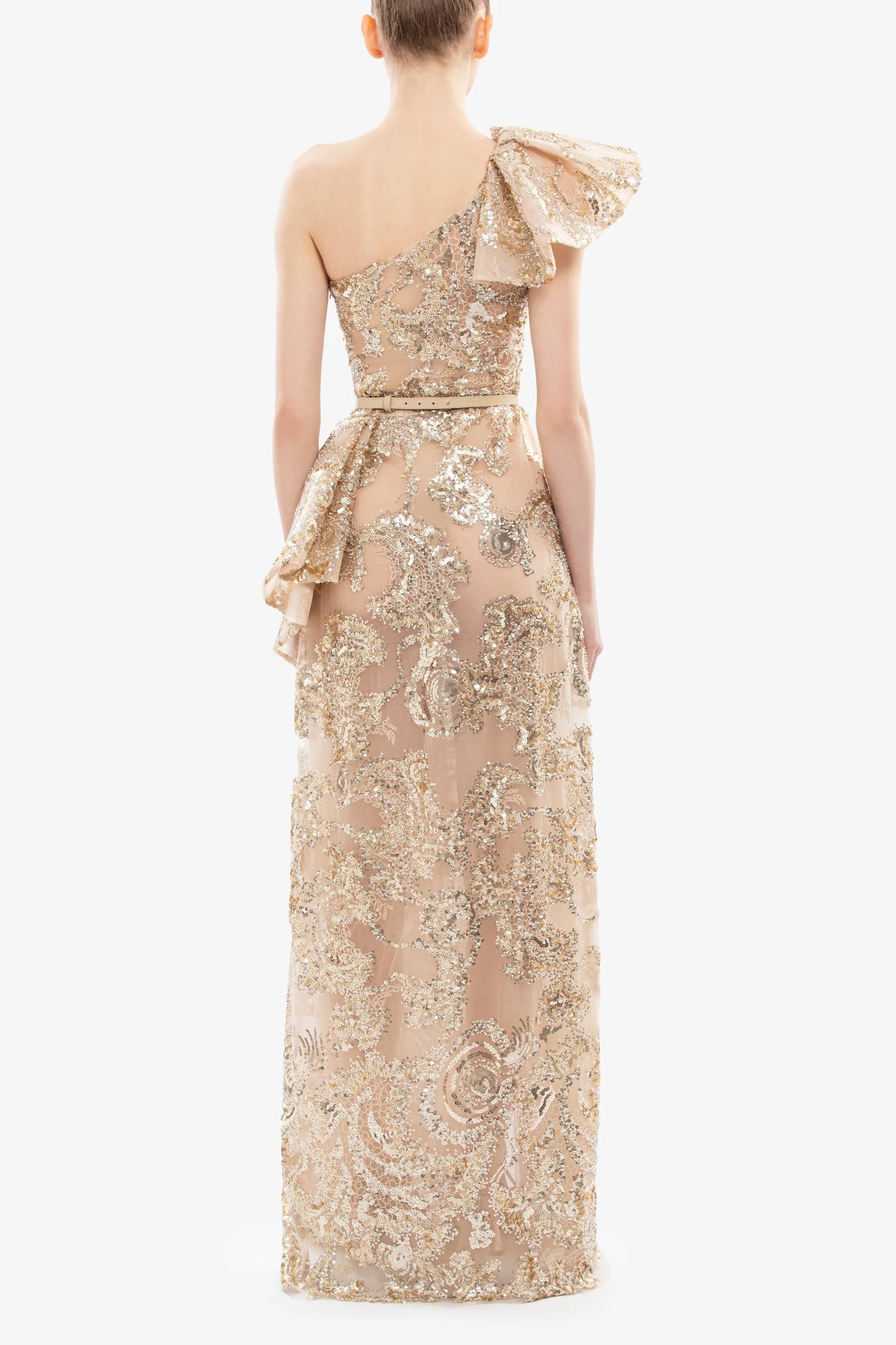Ruffle Embroidered Long Dress