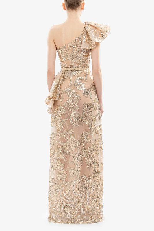Ruffle Embroidered Long Dress