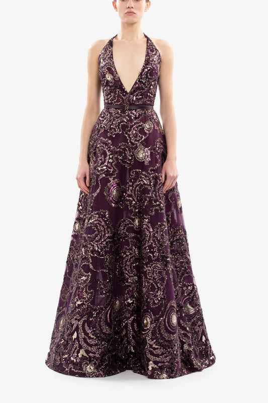 Sleeveless Embroidered Long Dress