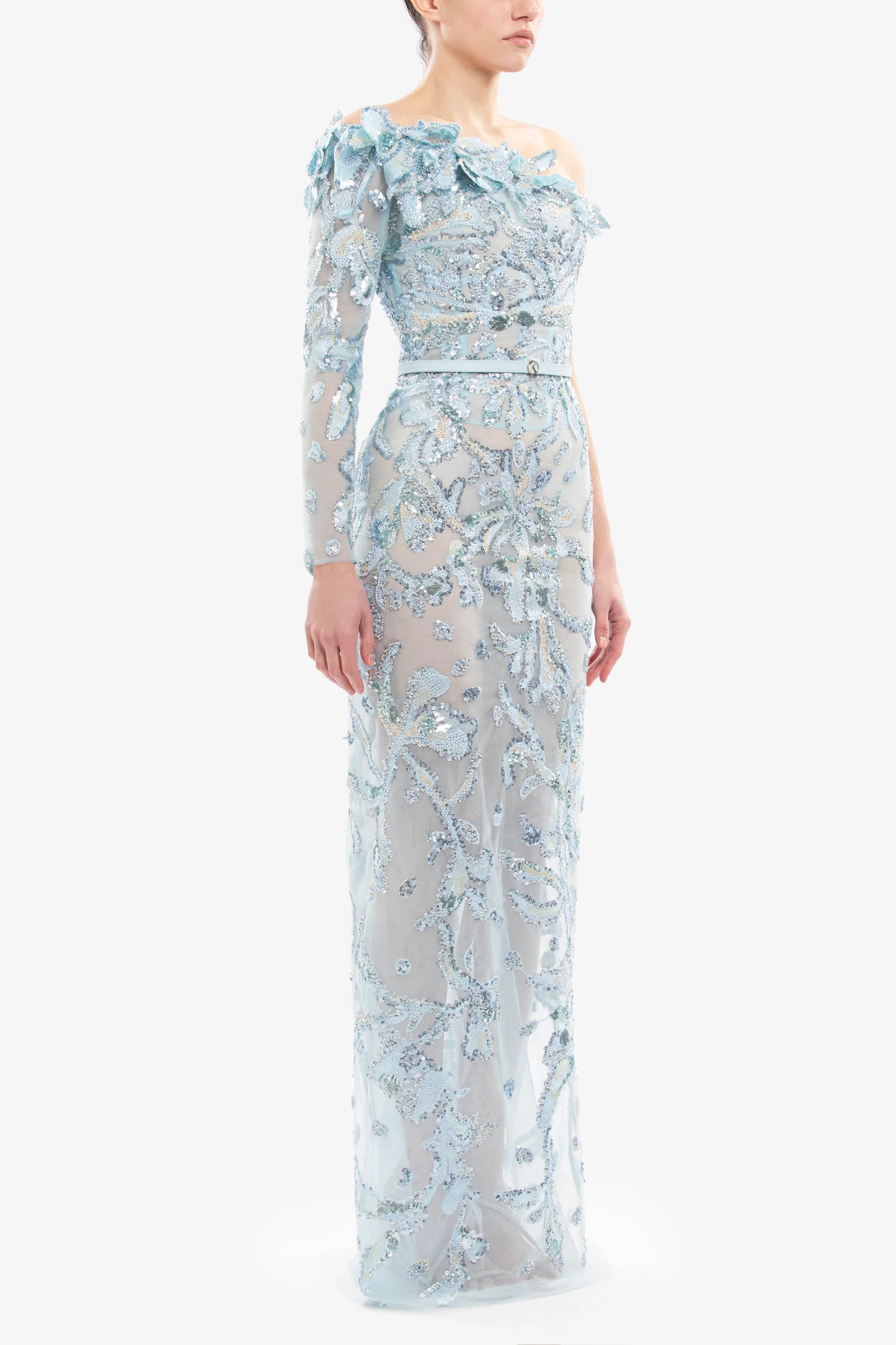 One-Shoulder Embroidered Dress