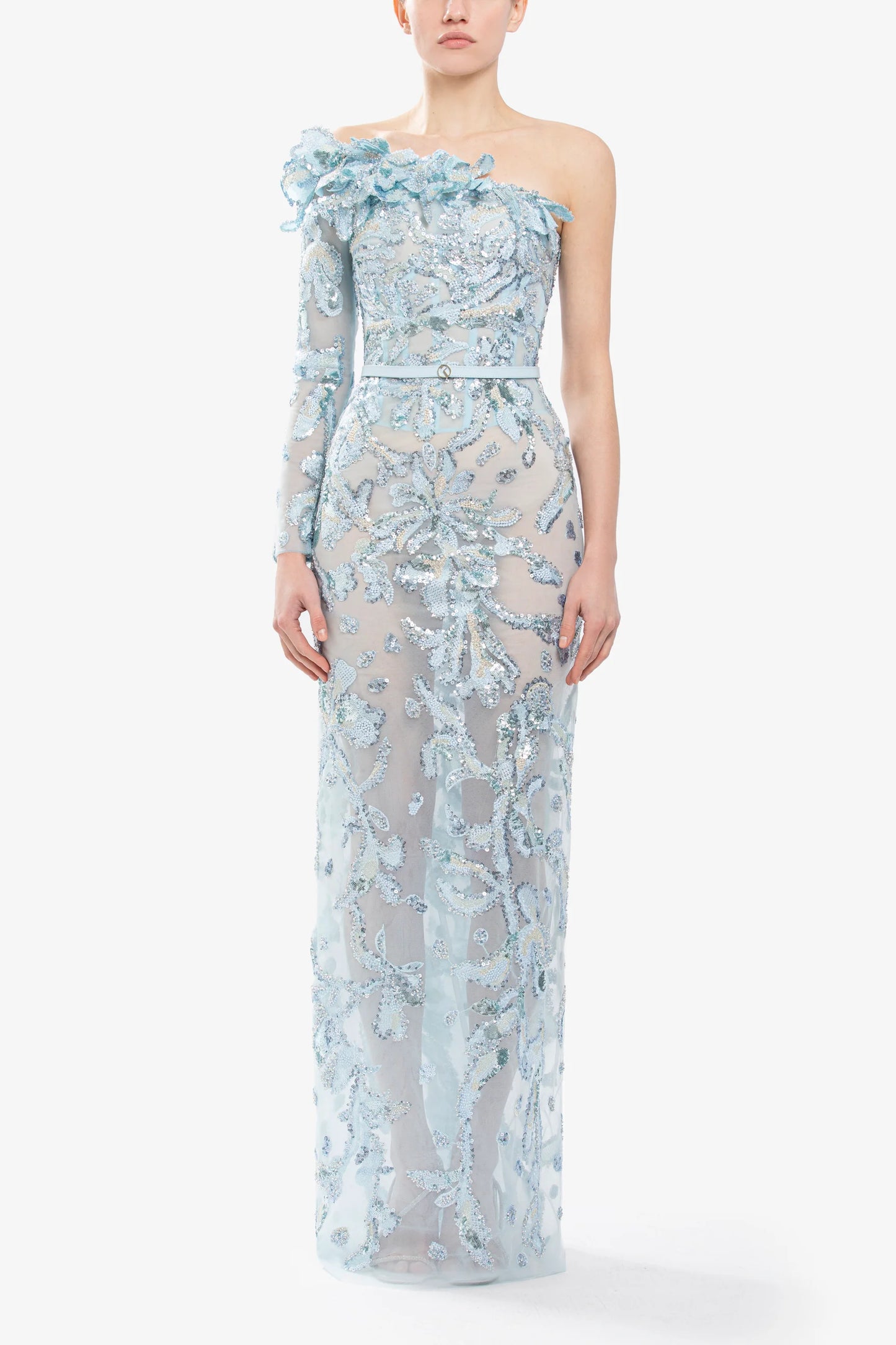 One-Shoulder Embroidered Dress
