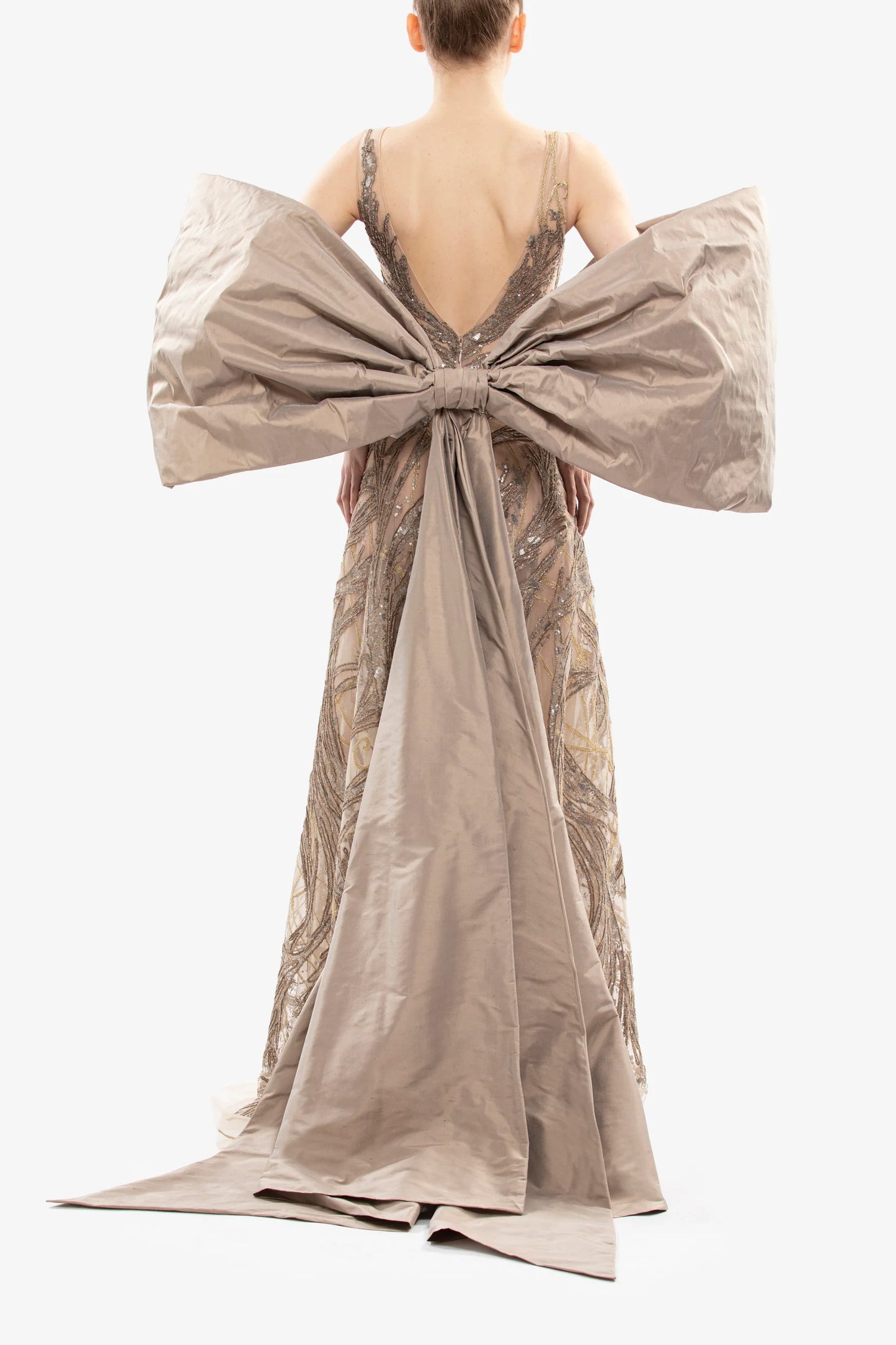 Embroidered Long Dress with Cape