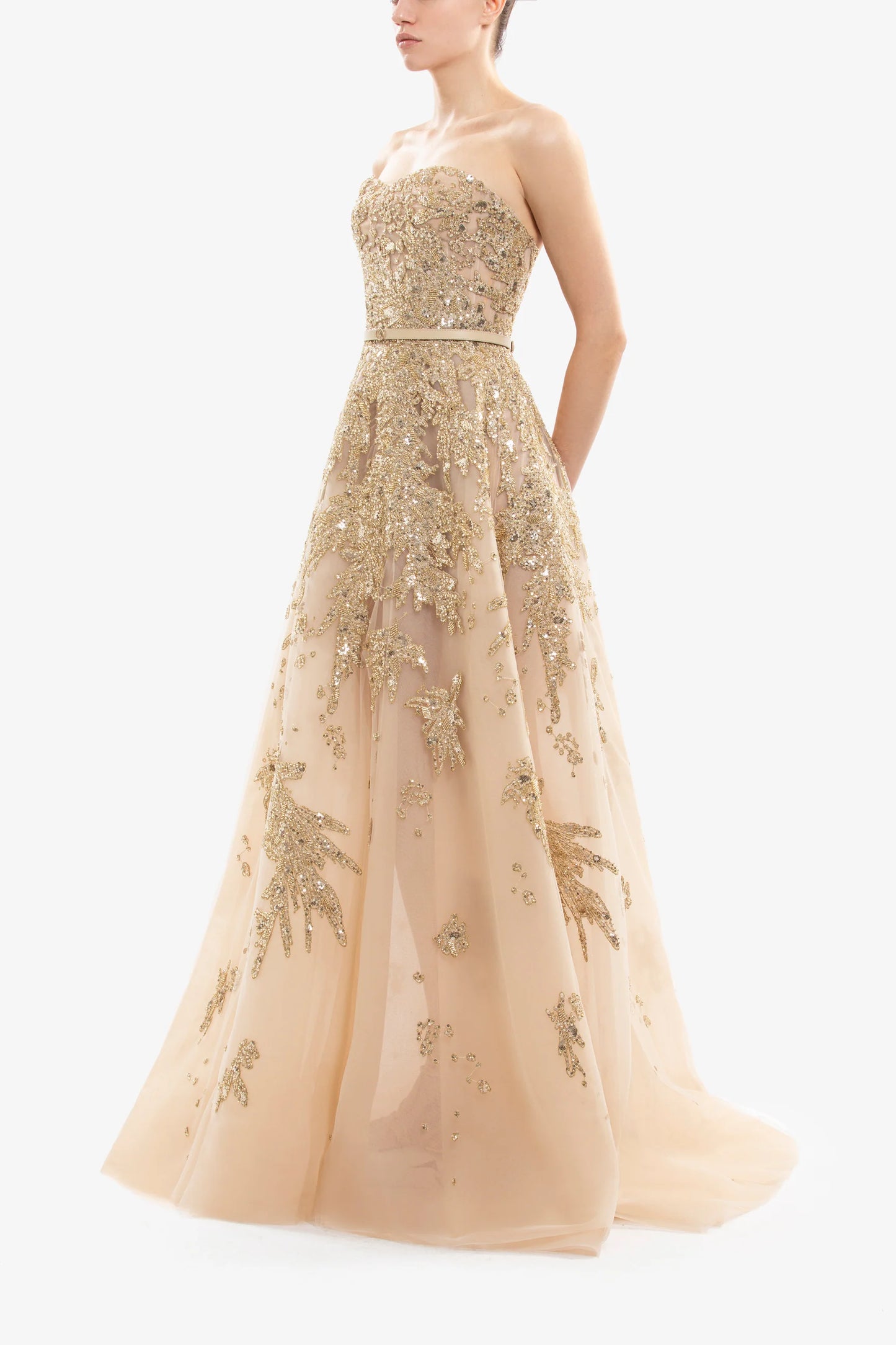 Strapless Embroidered Dress