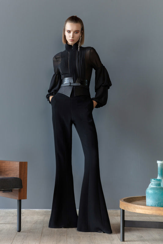 Crepe Jumpsuit with Belt