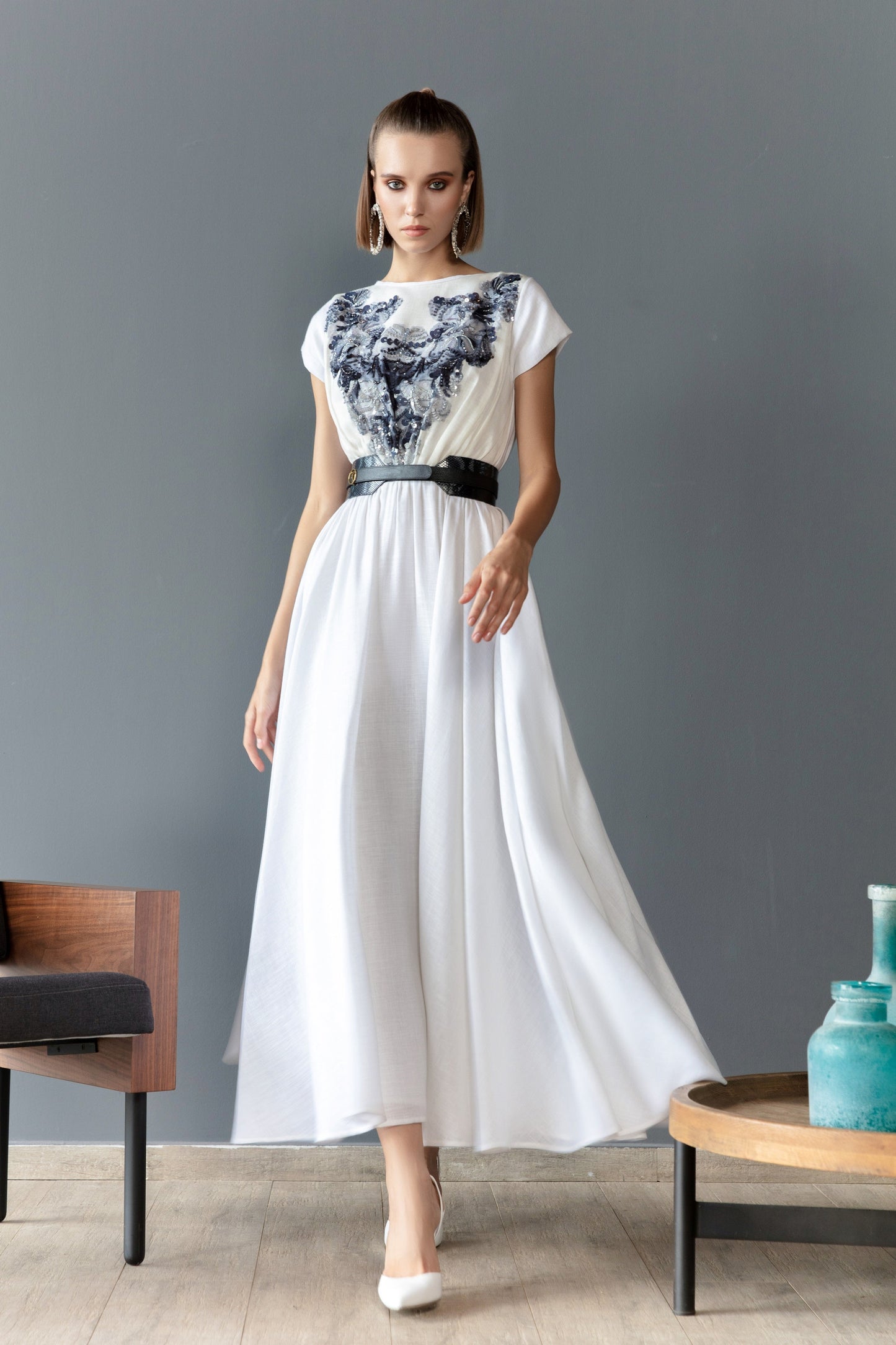 Linen Dress with Belt