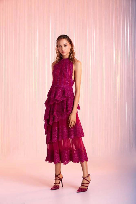 Tiered Sleeveless Midi Dress