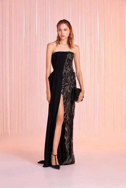 Strapless Evening Gown w/ Slit