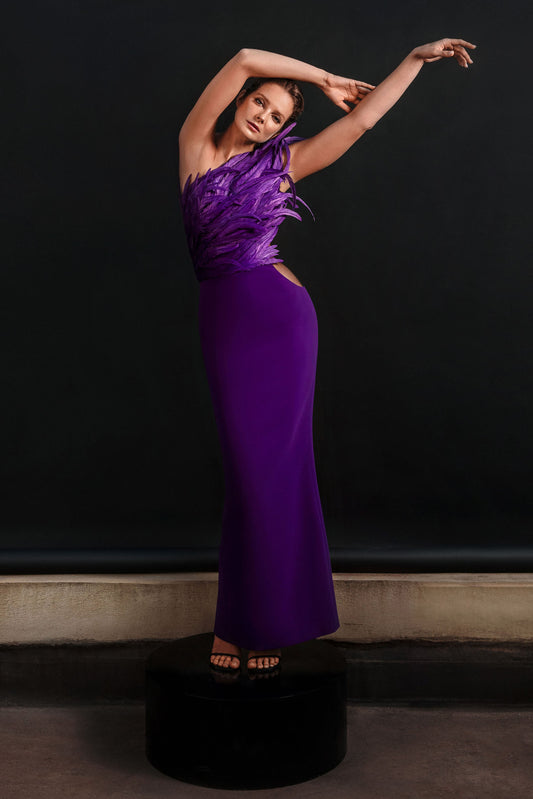 One Shoulder Crepe Dress