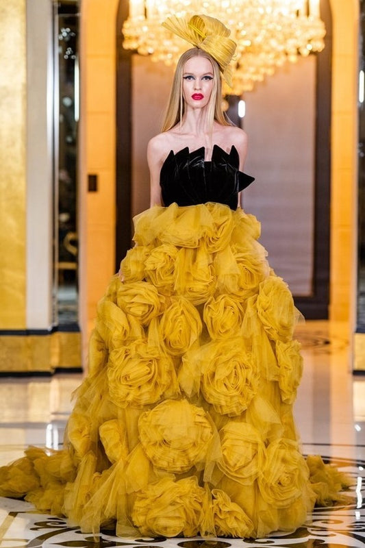Silk Tulle Roses Gown