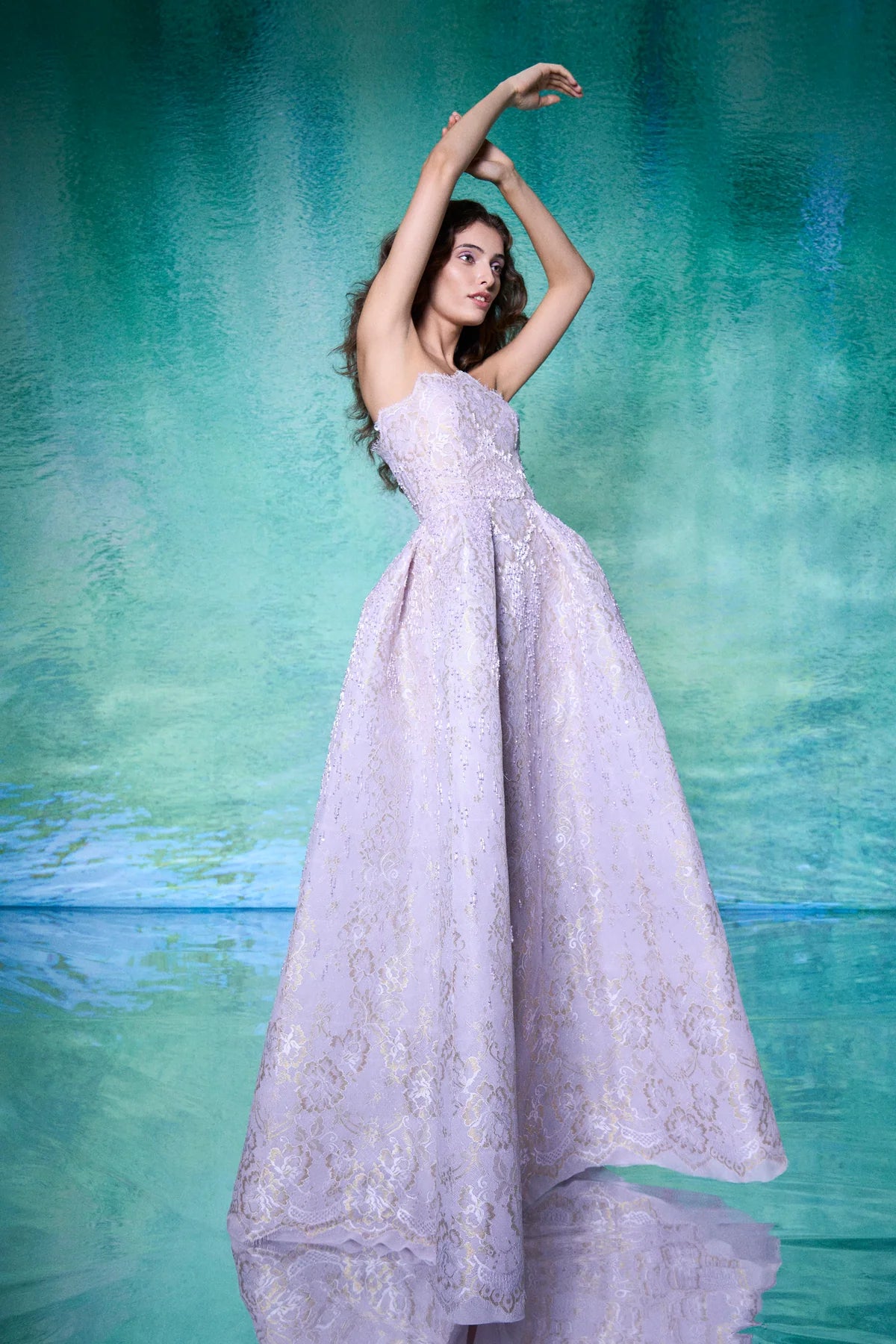 Voluminous Embroidered Gown