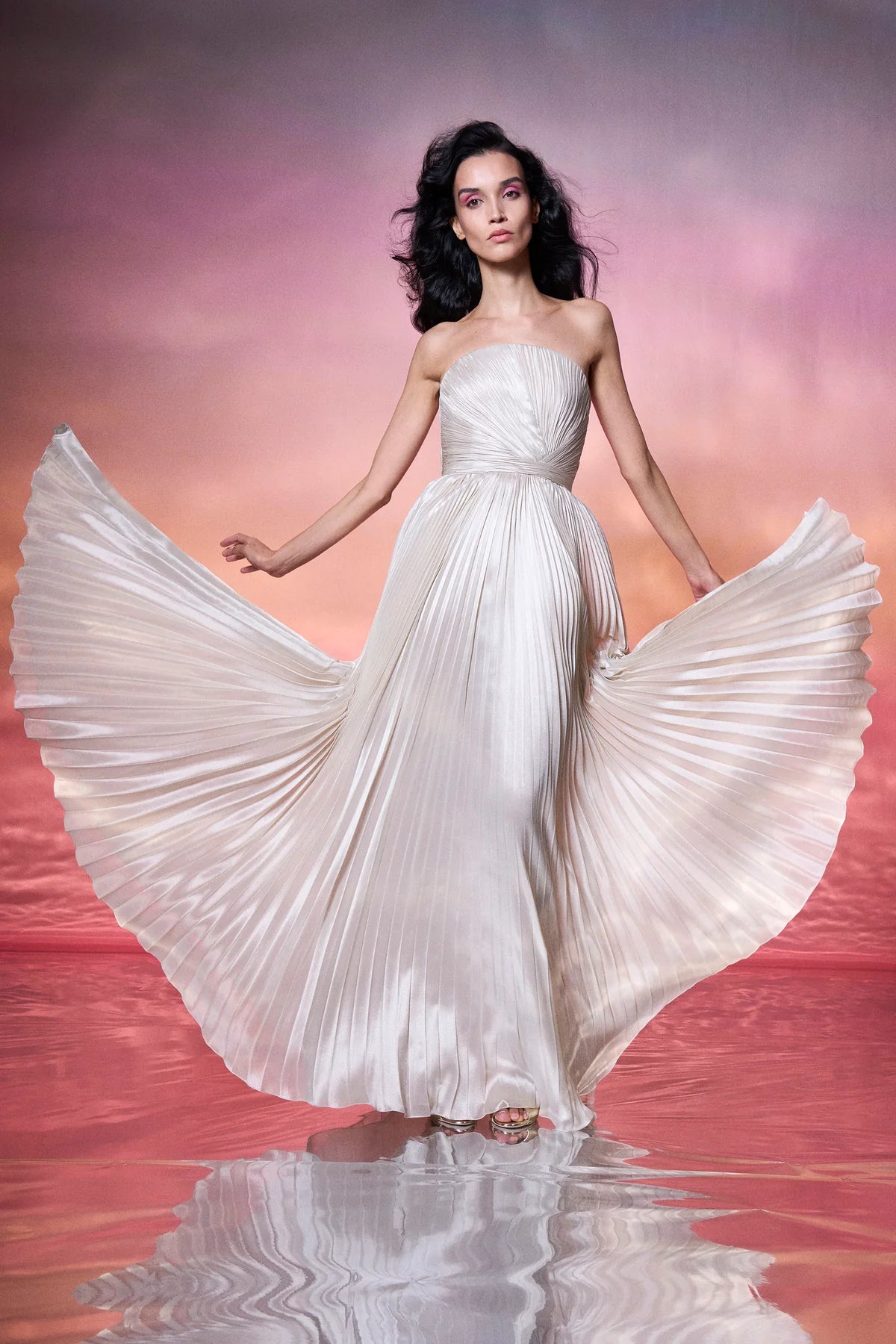 Strapless Pleated Gown