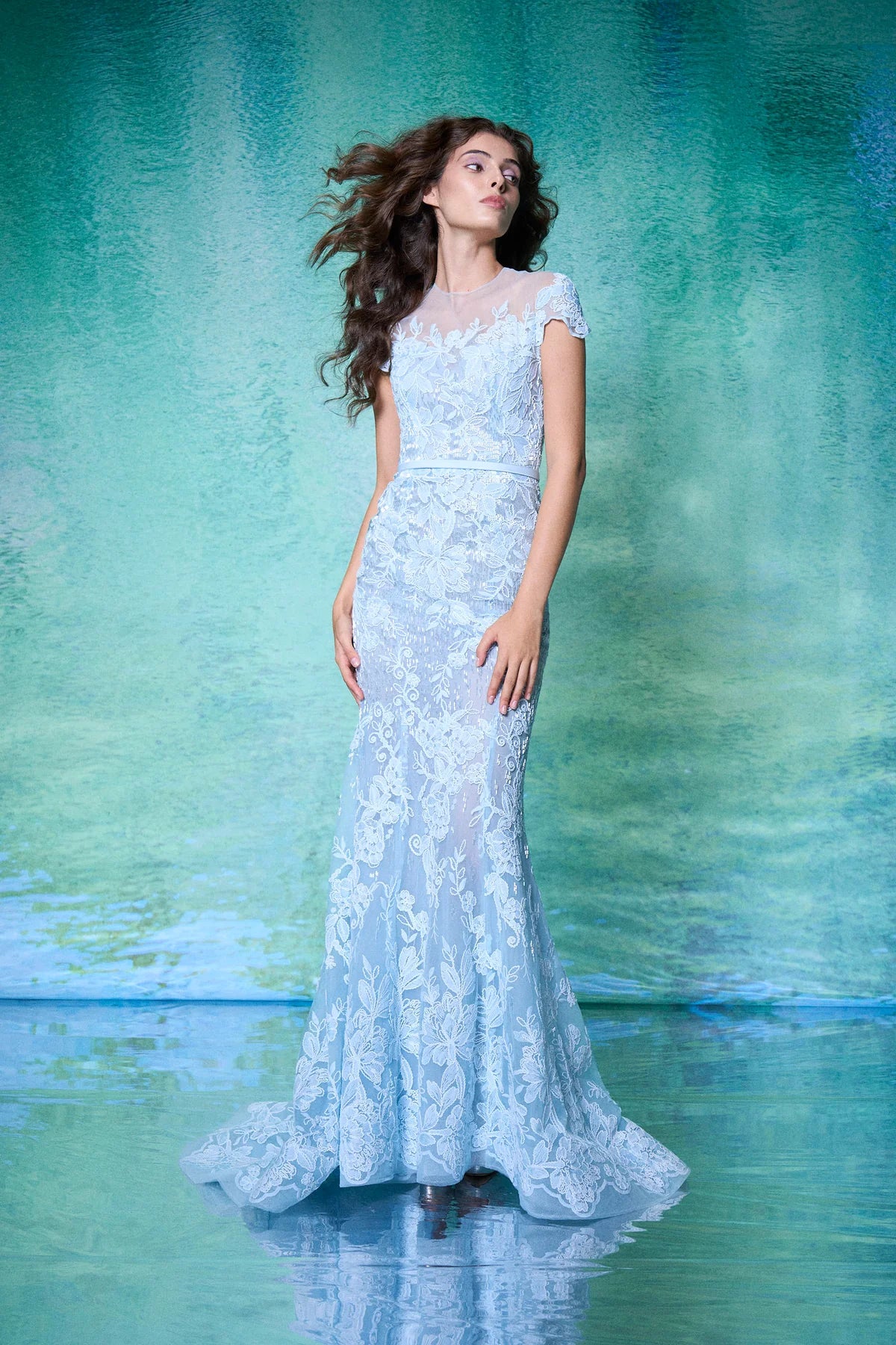 Cap Sleeve Lace Gown