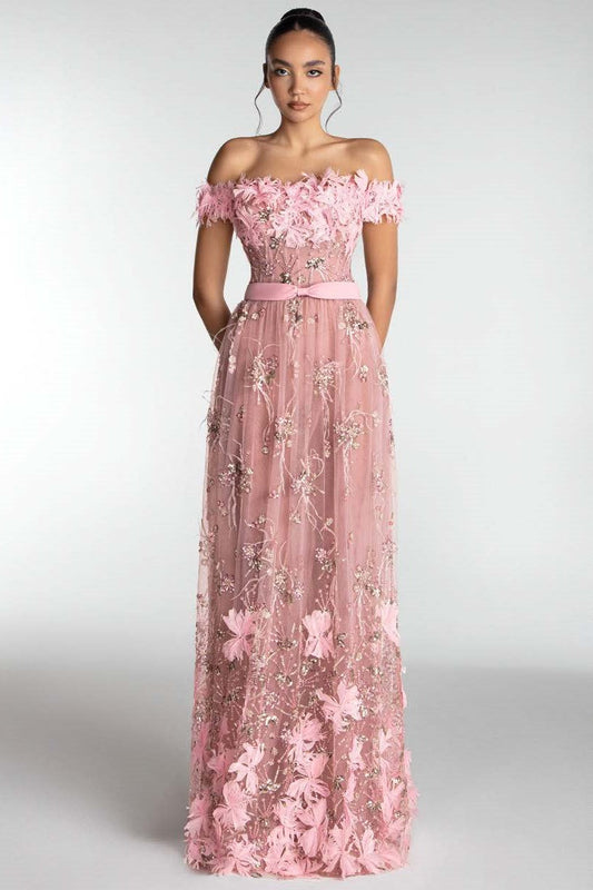 Off Shoulder Floral Gown