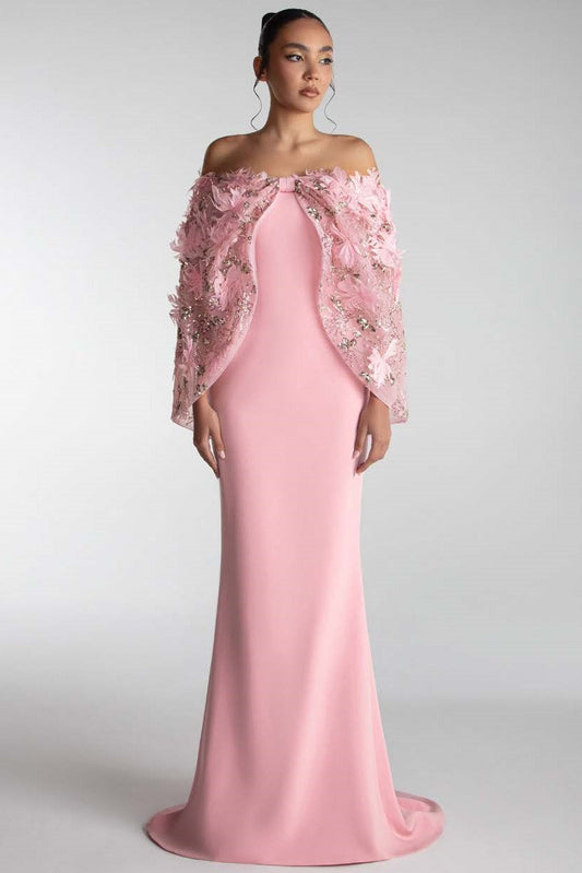 Cape-Cut Gown